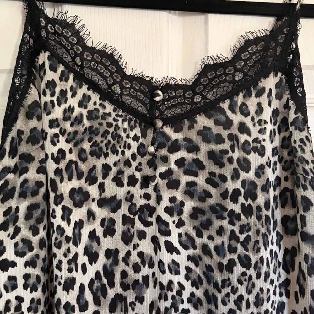 Mad For Love Leopard Print Lace Trim Cami Top | EUC | Sz L - Picture 3 of 5